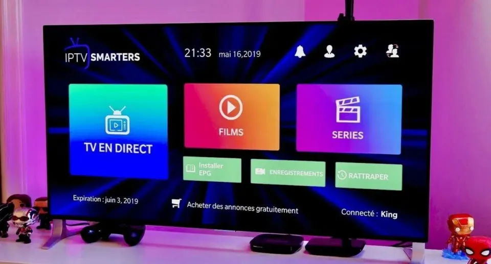 IPTV Smarters Pro startscherm op een tv